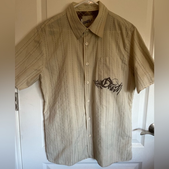 O'Neill Other - 🛍️3 For $10🛍️ O'Neill Men's Beige Brown Striped Shirt Sleeve  Shirt, L